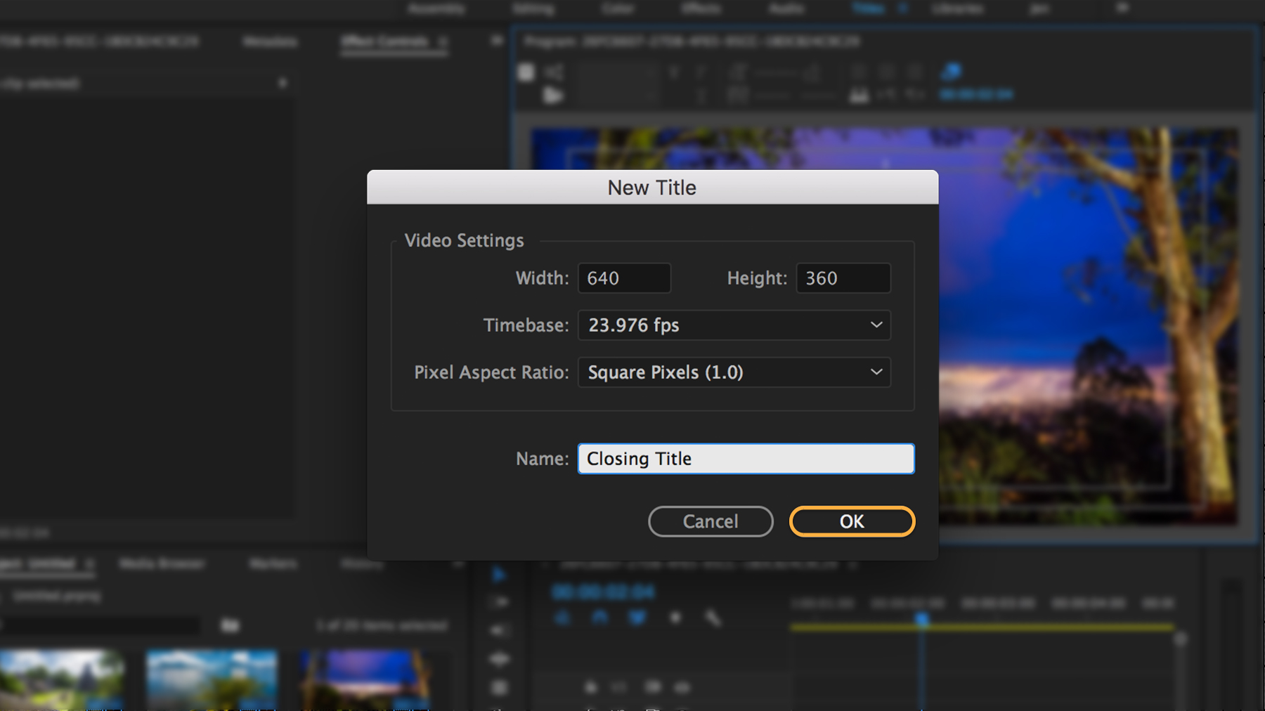 Adobe premiere how to add titles